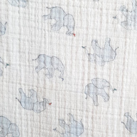 Aden + Anais Blue Elephant Flags White Muslin Swaddle Baby Blanket 42" X 42" - Picture 3 of 4